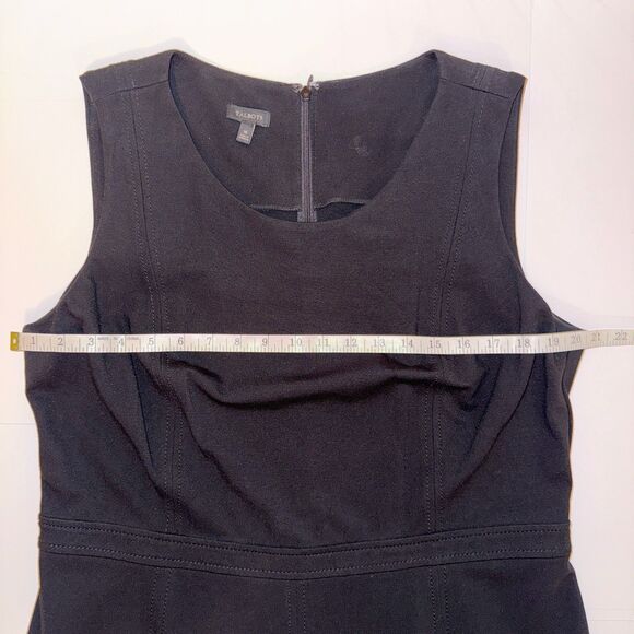 Talbots Black Sleeveless Sheath Dress Pleated Waist Classic LBD Minimalist sz 16 - Picture 5 of 12